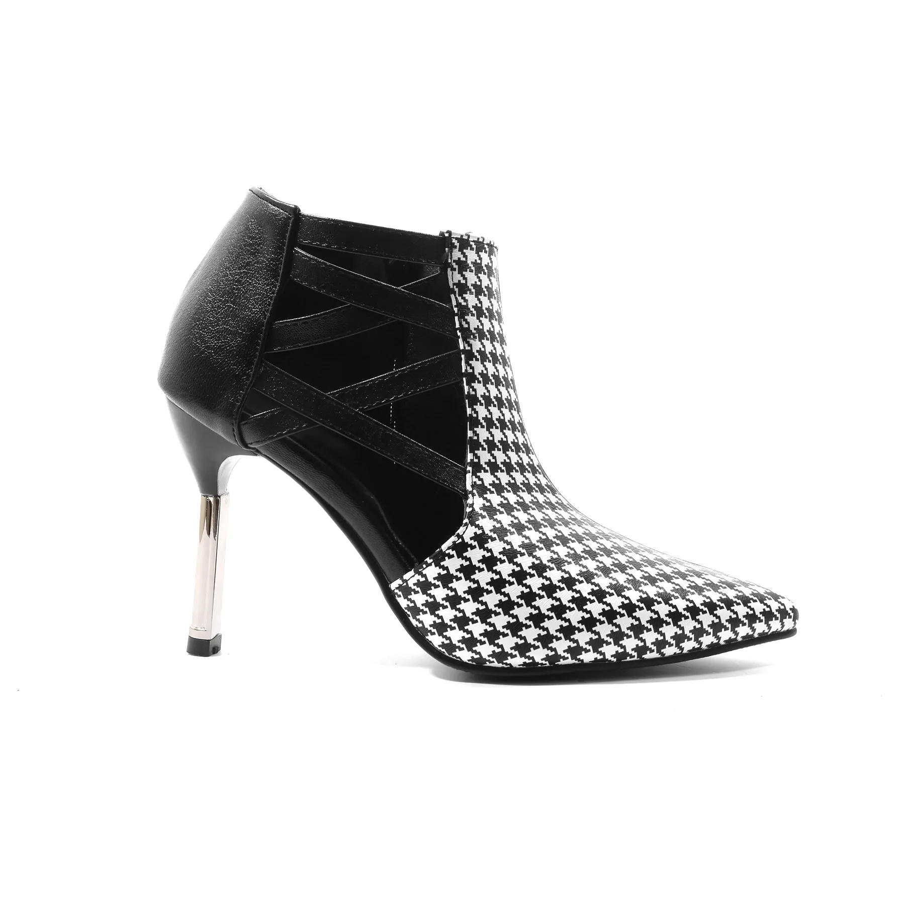 Bigsizeheels Trendy Contrast Color Copy Platform Heels - White grid