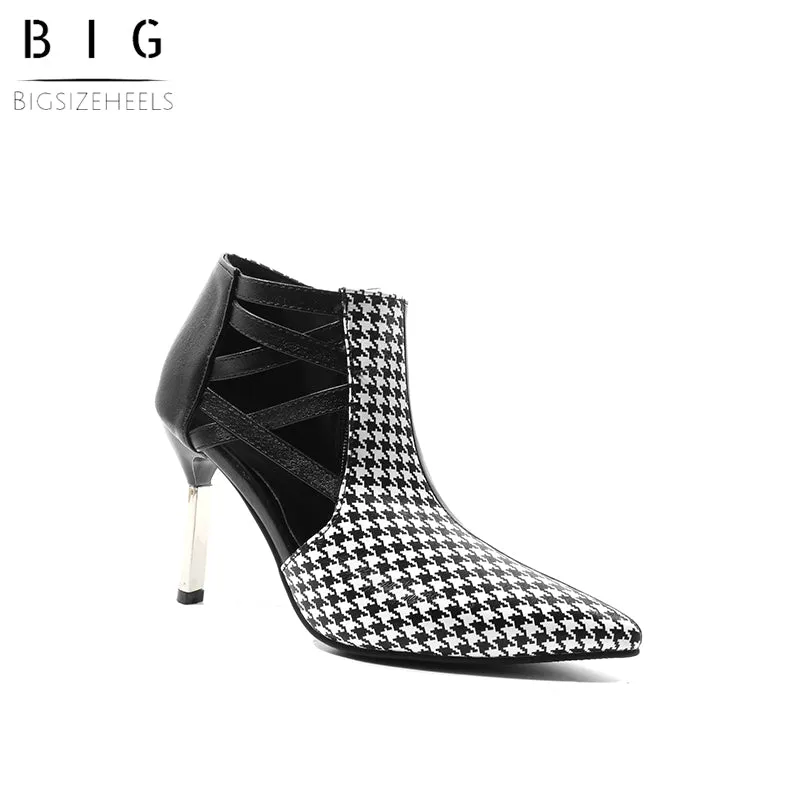 Bigsizeheels Trendy Contrast Color Copy Platform Heels - White grid