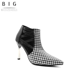 Bigsizeheels Trendy Contrast Color Copy Platform Heels - White grid