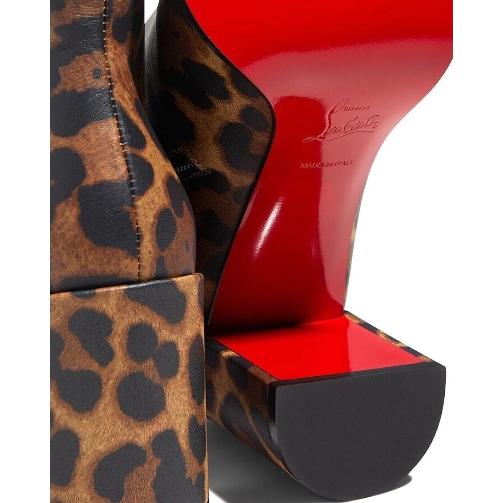 Christian Louboutin Adoxa Leopard Ankle Boots Booties Brown