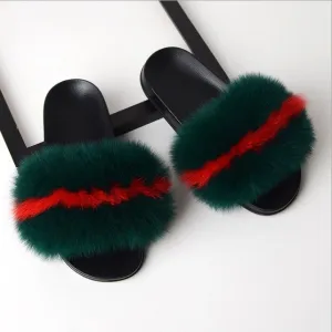 Cozy Faux Fox Fur Slides