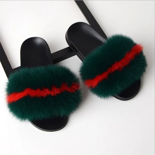 Cozy Faux Fox Fur Slides