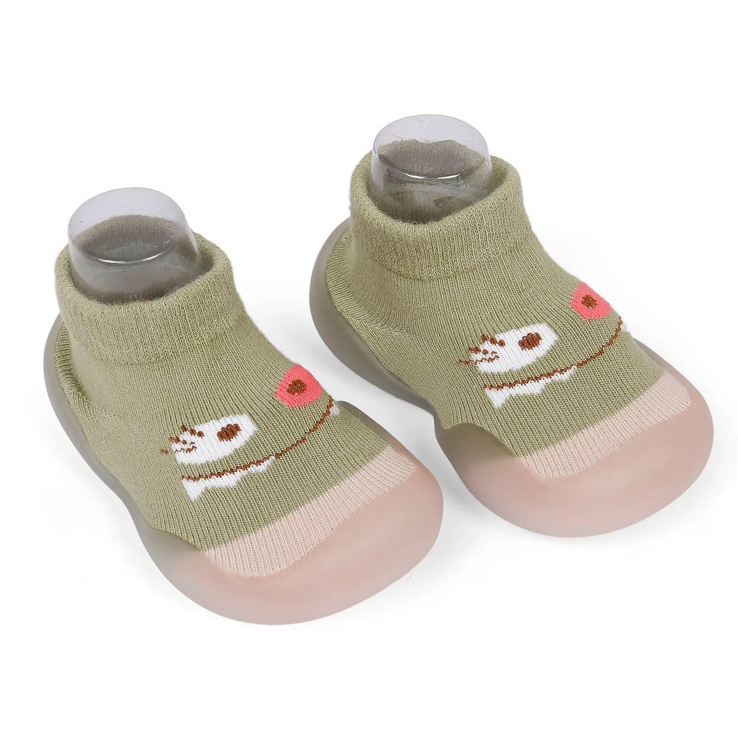 Cute Eye Anti-Skid Slip-On Rubber Sole Shoes - Olive Green