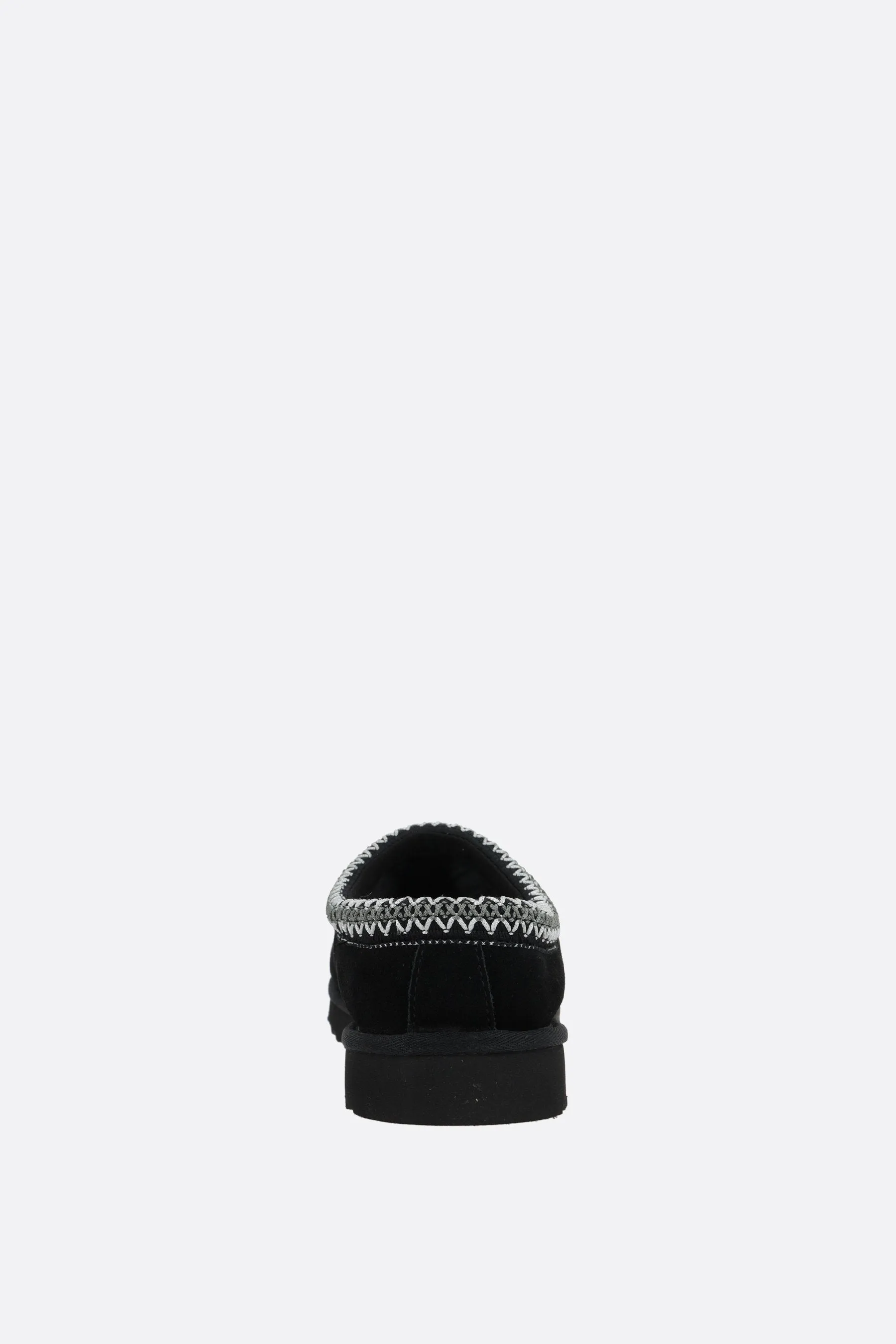 Embroidered-Trim Lined Suede Slippers
