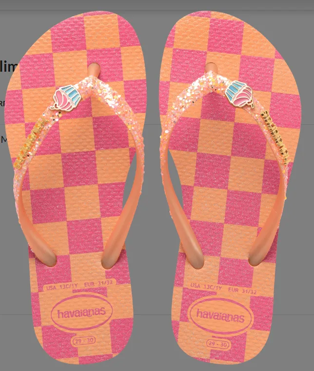 Havaianas Keiki "Peach" Slim Glitter Sandal