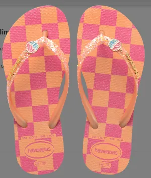 Havaianas Keiki "Peach" Slim Glitter Sandal