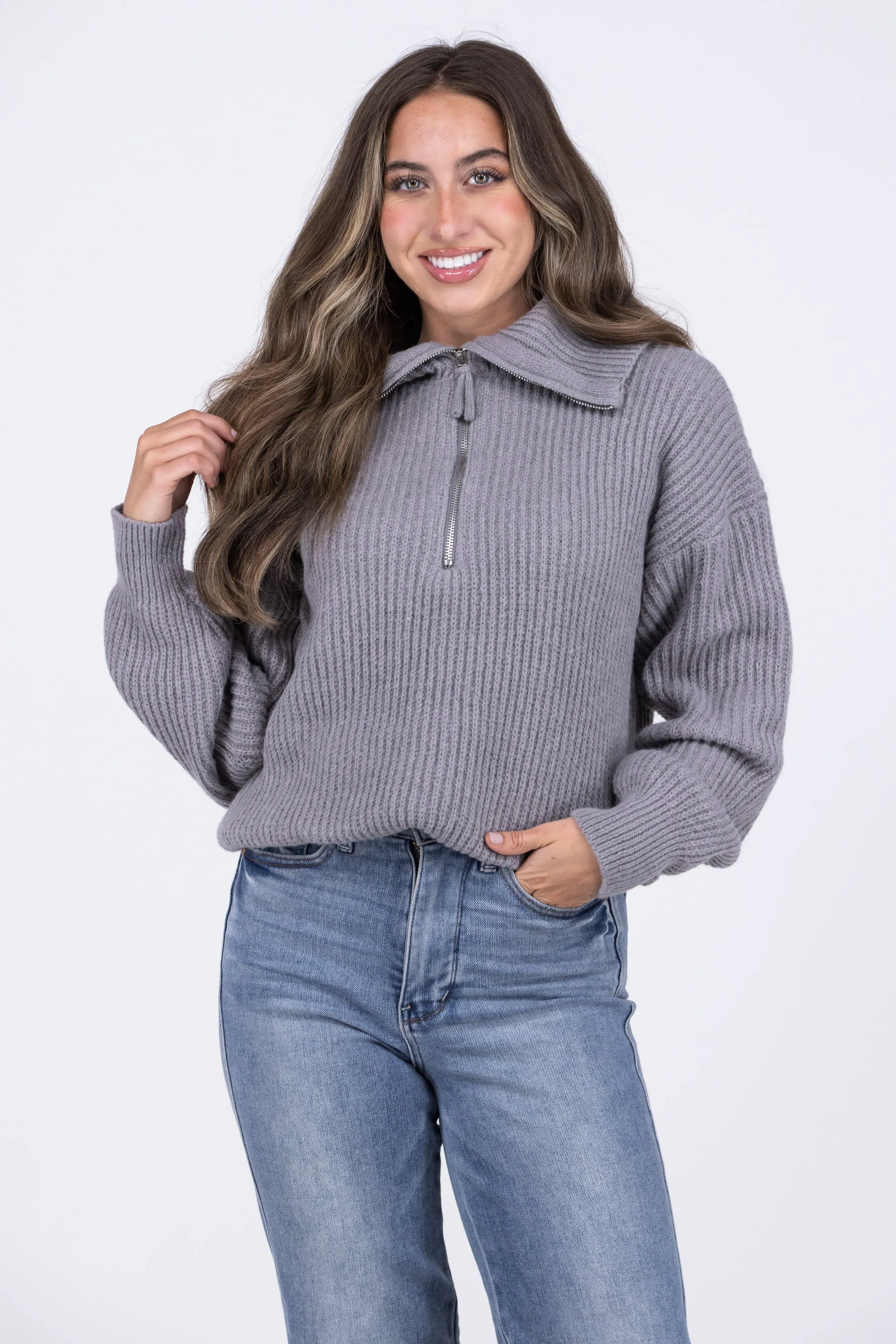 Irreplaceable You Zip Sweater * Final Sale*