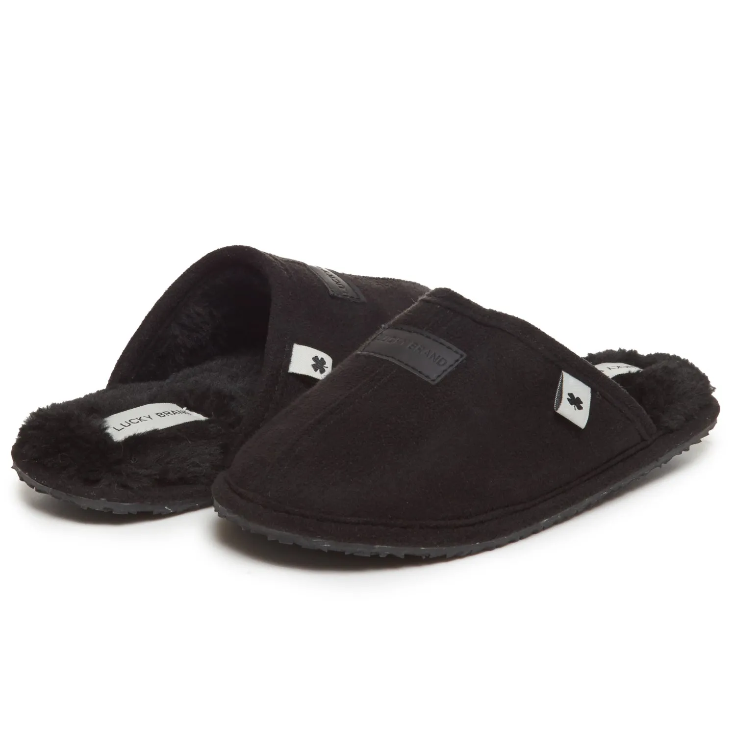Lucky Brand Boy's Micro-Suede Scuff Slippers, Kids House Shoes with Plush Lining