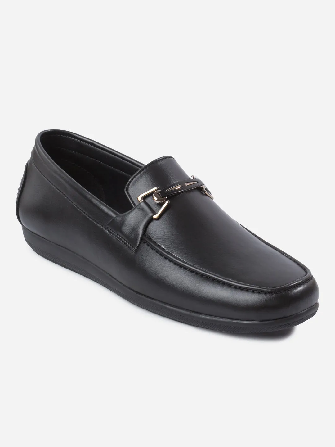 Men's Black Moc Toe Buckle Loafer (IX4117)