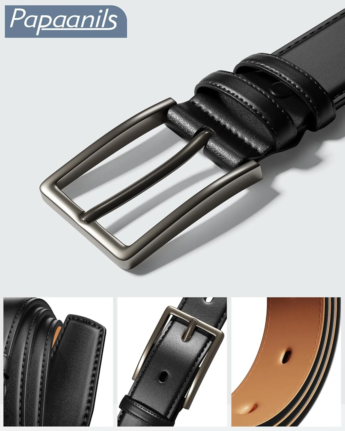 Mens Dress Belt,Mens Leather Belts for Jeans, Belt 1.38" Width