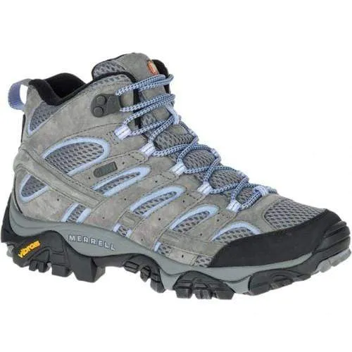 Merrell Women's Moab 2 Mid Waterproof Hiking Boots- Grey/ Periwinkle