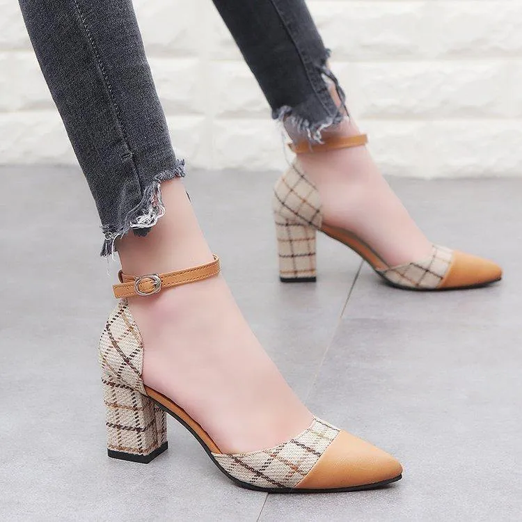 New Lattice Stiletto Buckle Heels