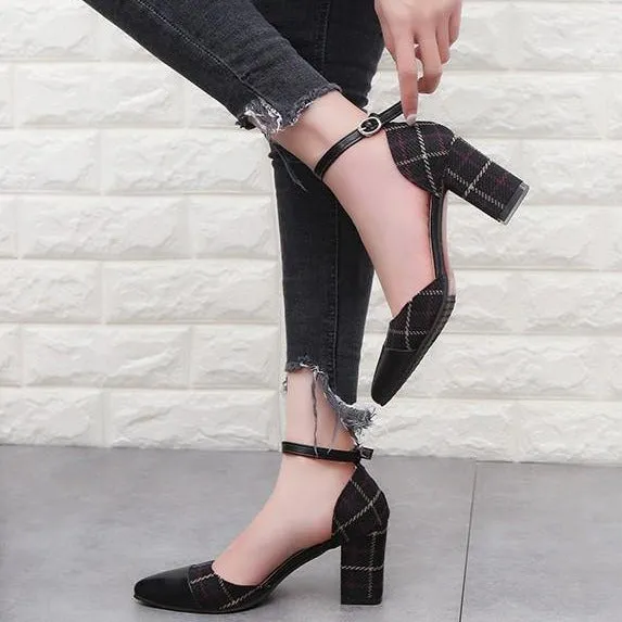 New Lattice Stiletto Buckle Heels