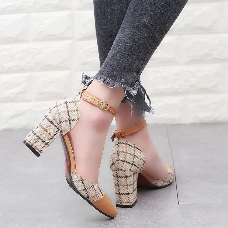New Lattice Stiletto Buckle Heels