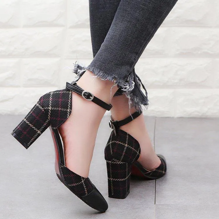 New Lattice Stiletto Buckle Heels