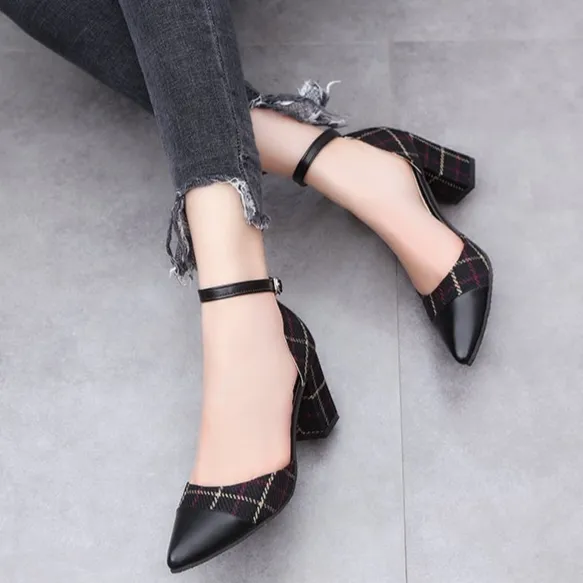 New Lattice Stiletto Buckle Heels