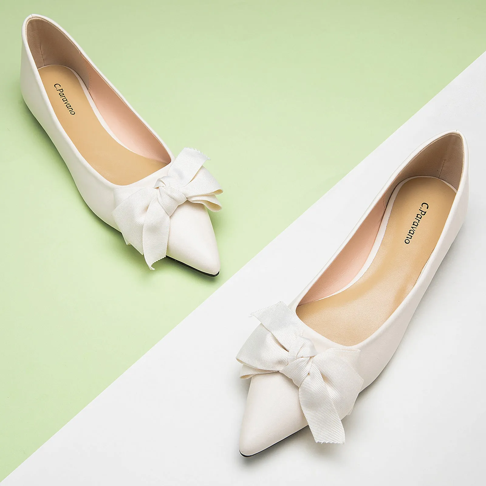 Pointy Bow Flats (Aida) White