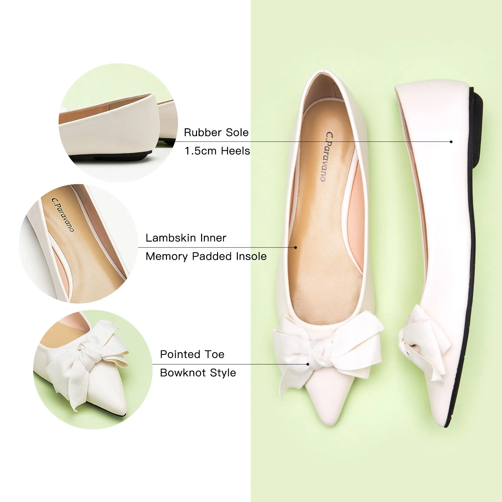 Pointy Bow Flats (Aida) White