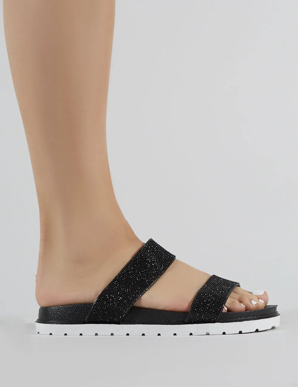 Raye Embellished Slider in Black