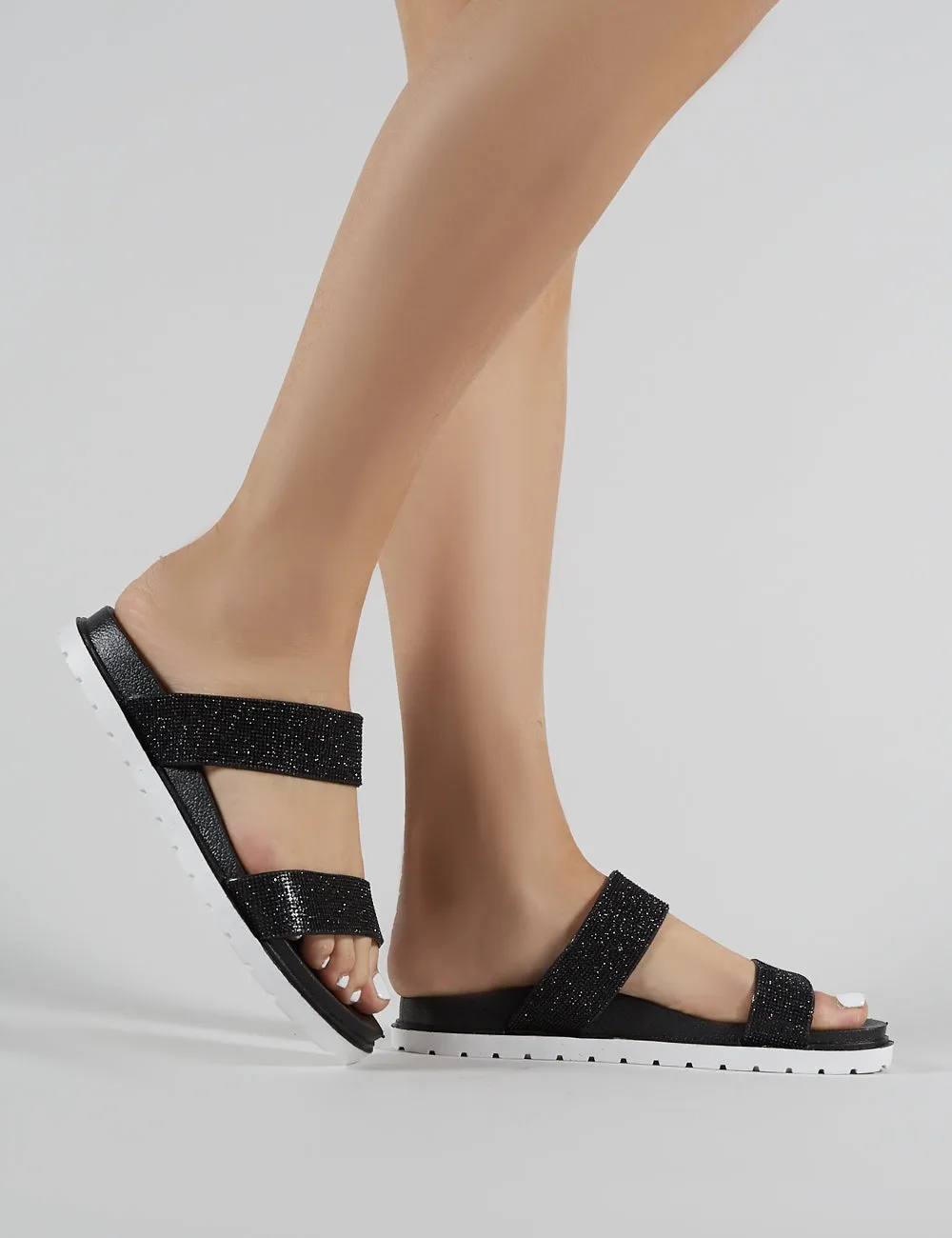 Raye Embellished Slider in Black