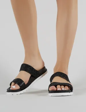 Raye Embellished Slider in Black