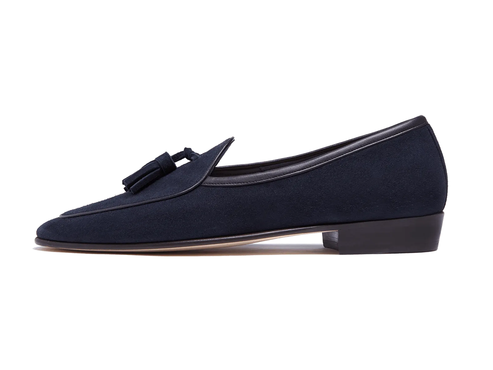 Sagan Classic Tassel Loafers in Midnight Navy Suede with Leather Sole