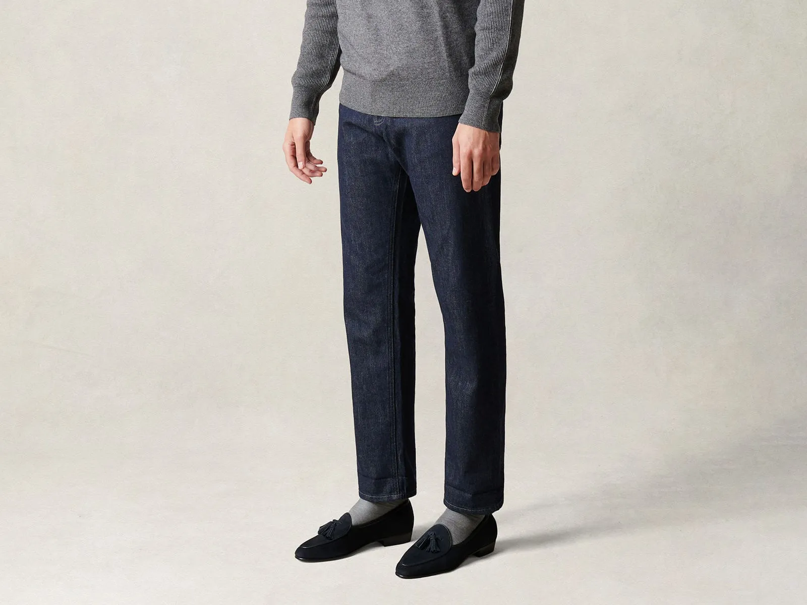 Sagan Classic Tassel Loafers in Midnight Navy Suede with Leather Sole