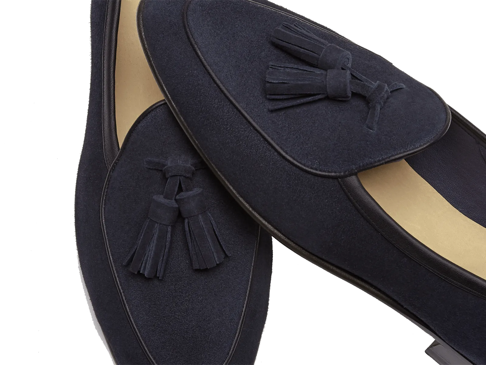 Sagan Classic Tassel Loafers in Midnight Navy Suede with Leather Sole