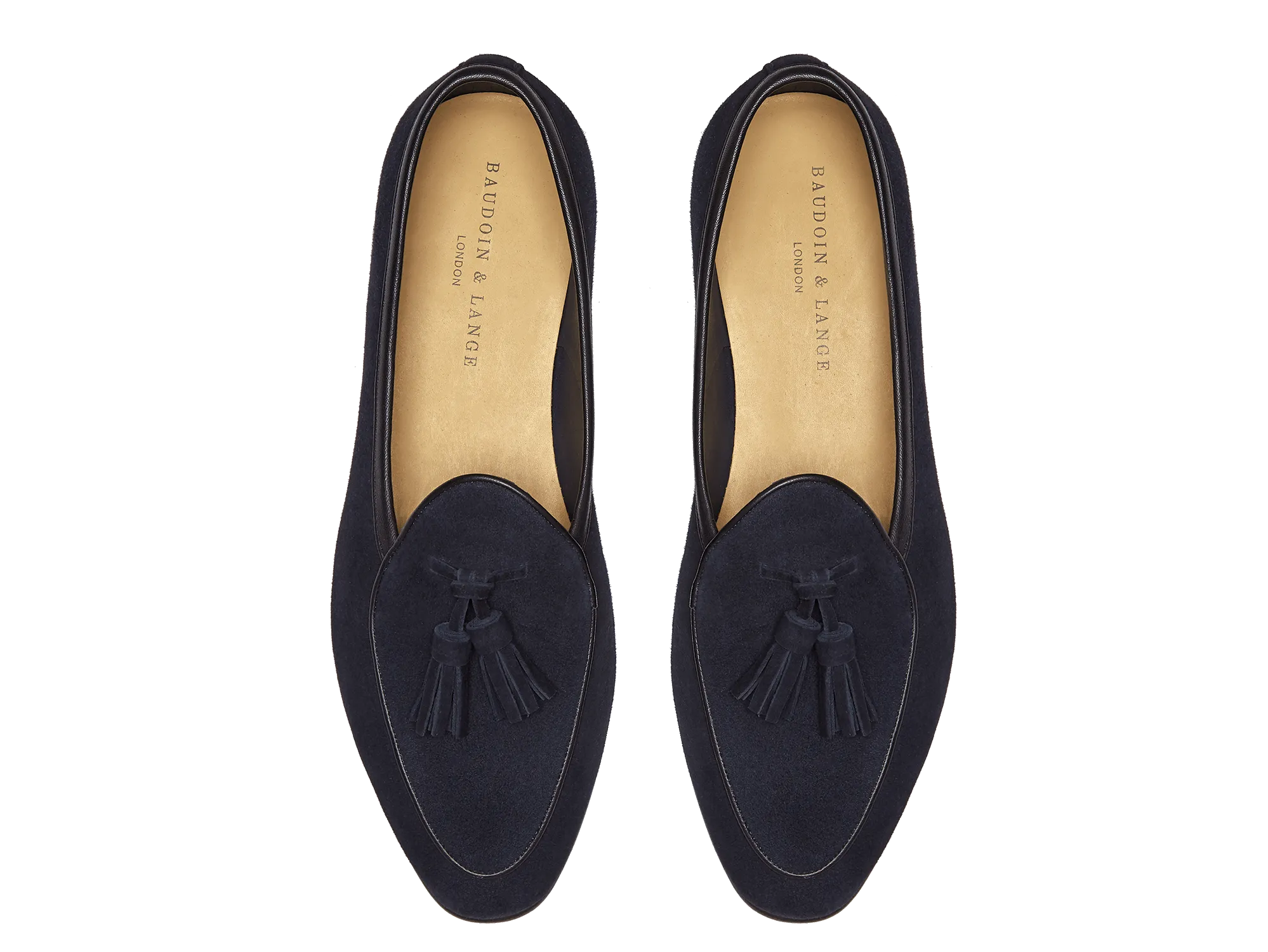 Sagan Classic Tassel Loafers in Midnight Navy Suede with Leather Sole