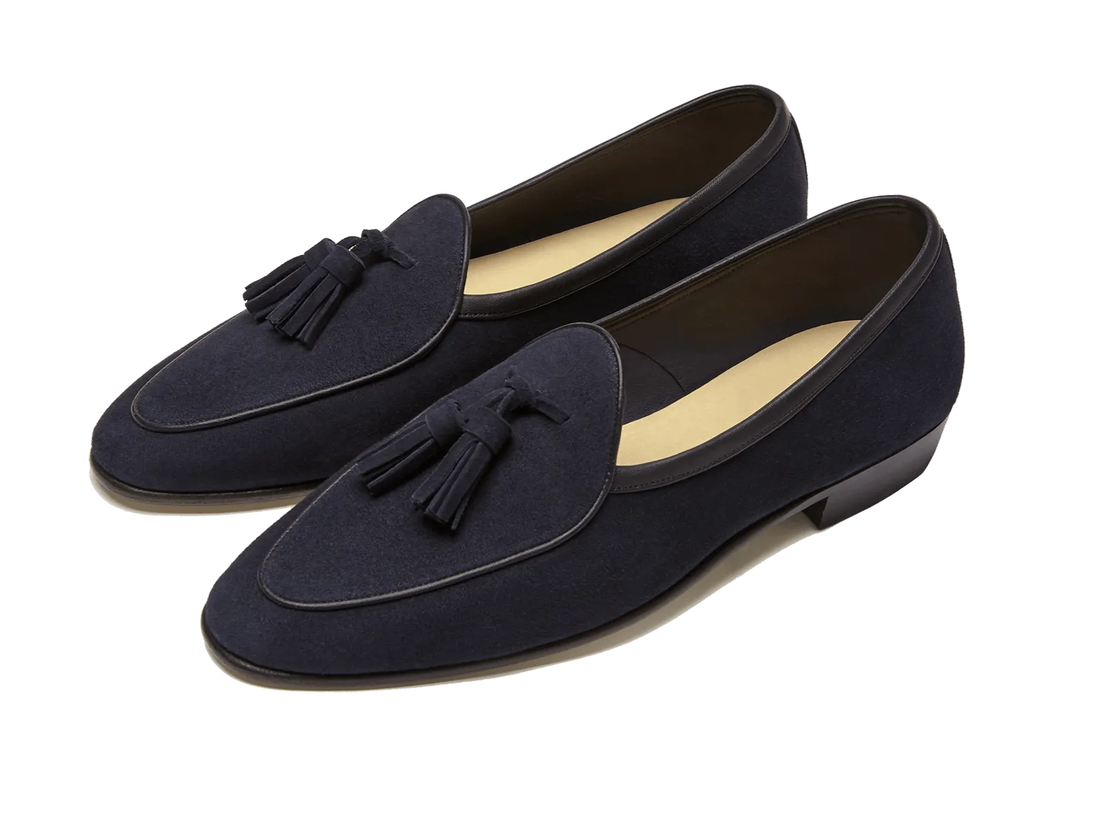 Sagan Classic Tassel Loafers in Midnight Navy Suede with Leather Sole