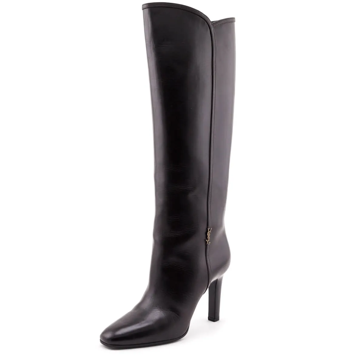 Saint Laurent Brown Leather Jane Knee-High Boots Size US 11 | EU 41