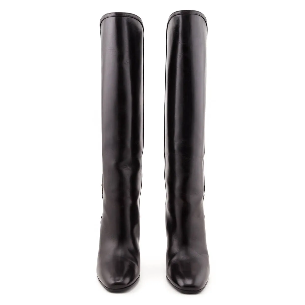 Saint Laurent Brown Leather Jane Knee-High Boots Size US 11 | EU 41