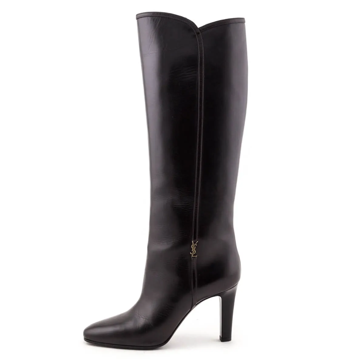 Saint Laurent Brown Leather Jane Knee-High Boots Size US 11 | EU 41
