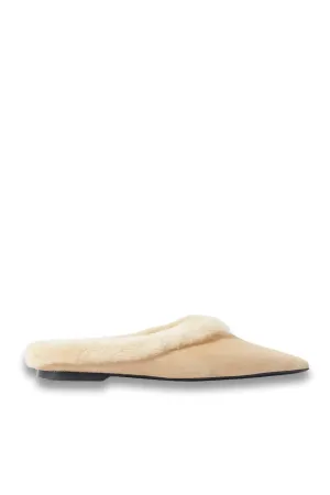 Shearling-trimmed Suede Slippers