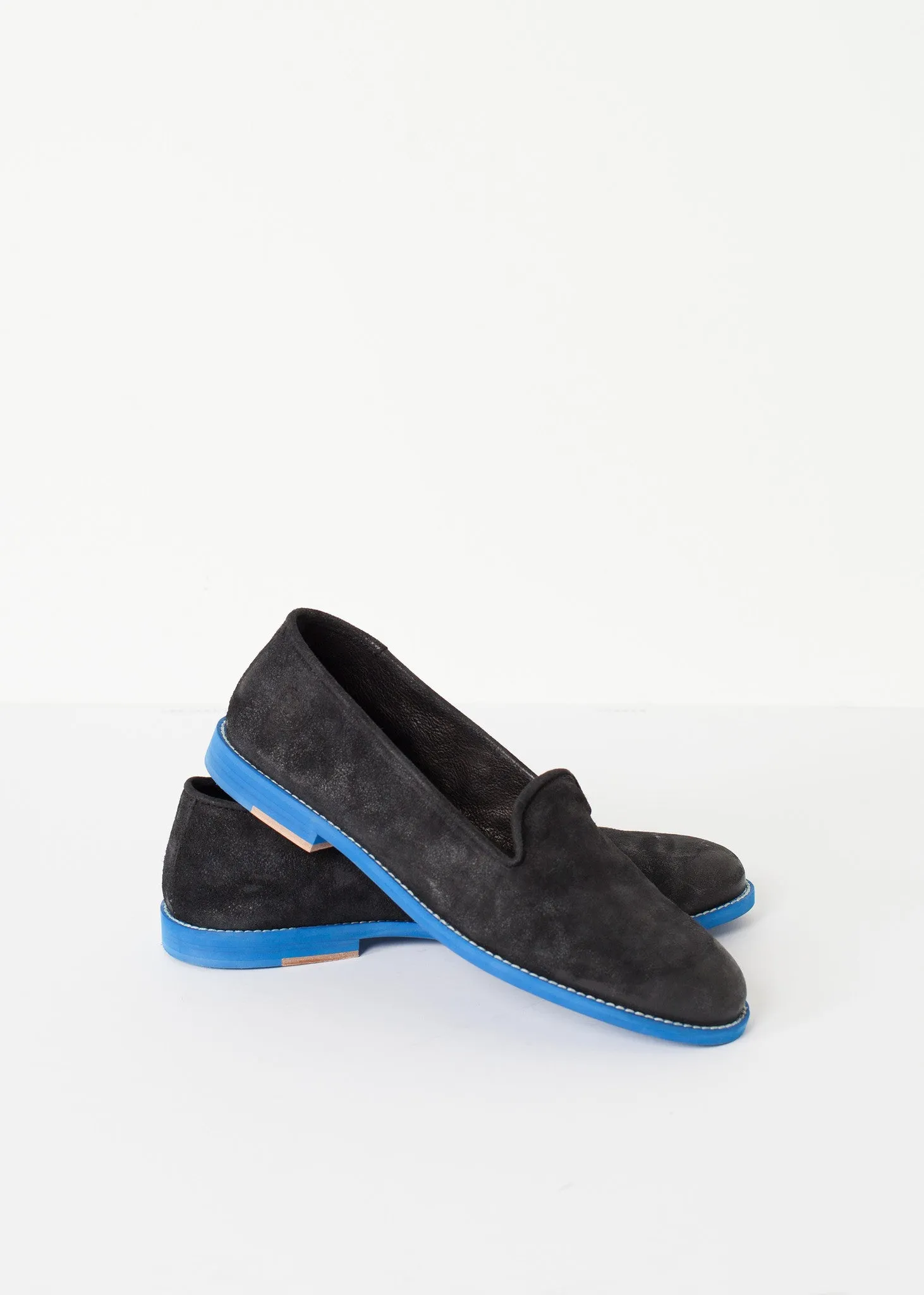Suede Loafers - Black/Blue - Fashionable Choice