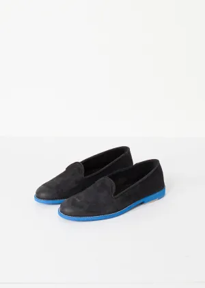 Suede Loafers - Black/Blue - Fashionable Choice