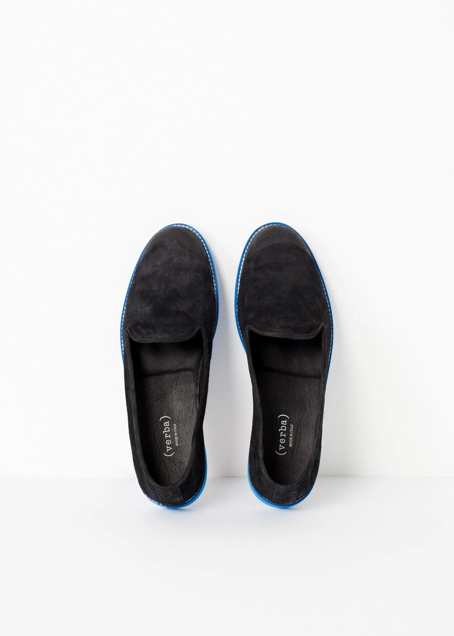 Suede Loafers - Black/Blue - Fashionable Choice