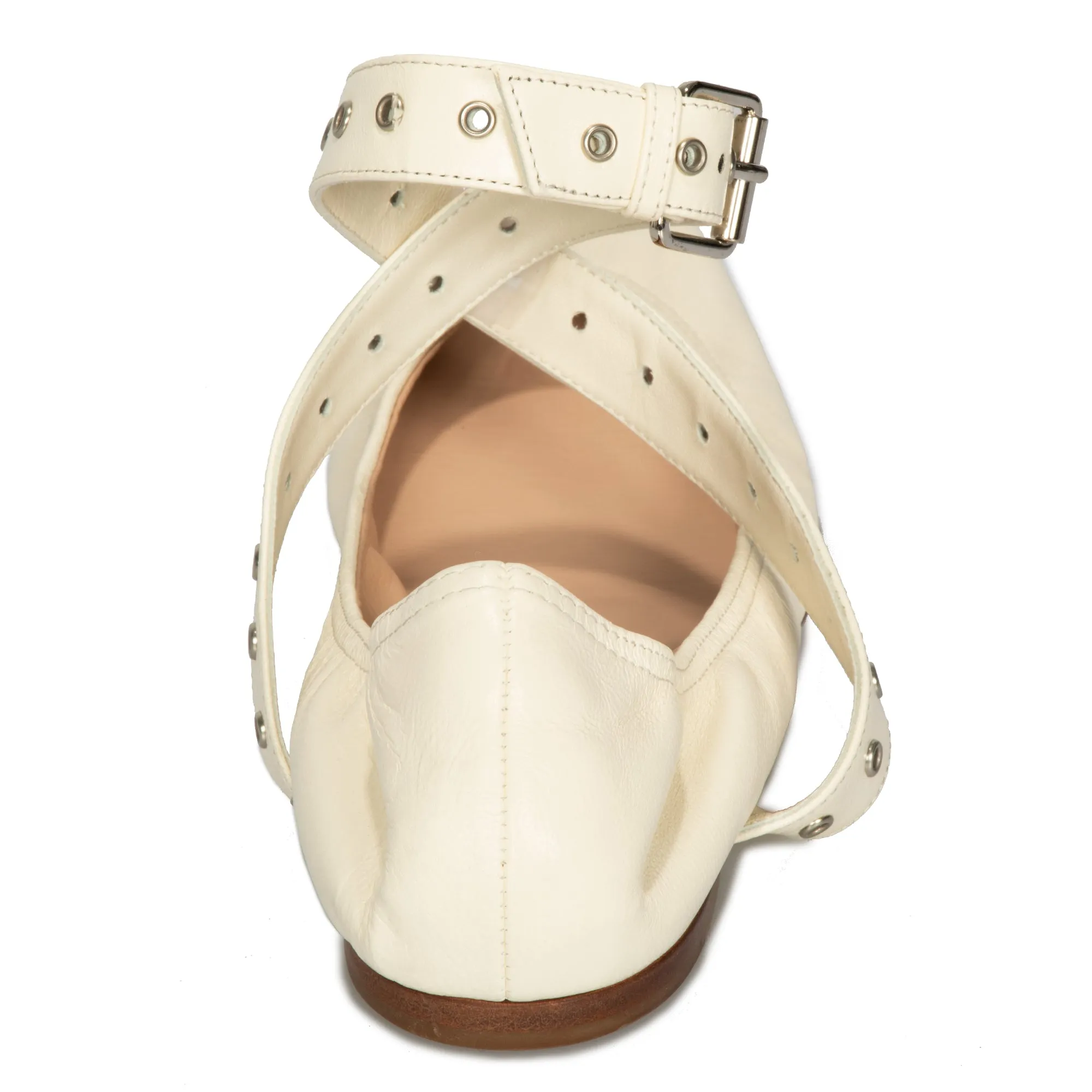 Valentino Love Latch Ballerina Flats in Off White
