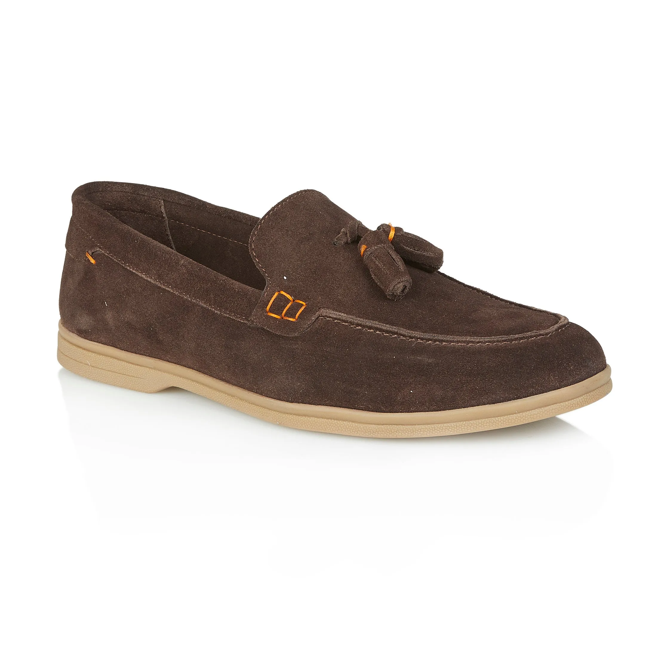 Wembley Suede Leather Tassel Loafer - Brown