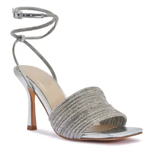 ZAYNAH5 STILETTO HEEL THICK DIAMANTE  STRAP SANDAL