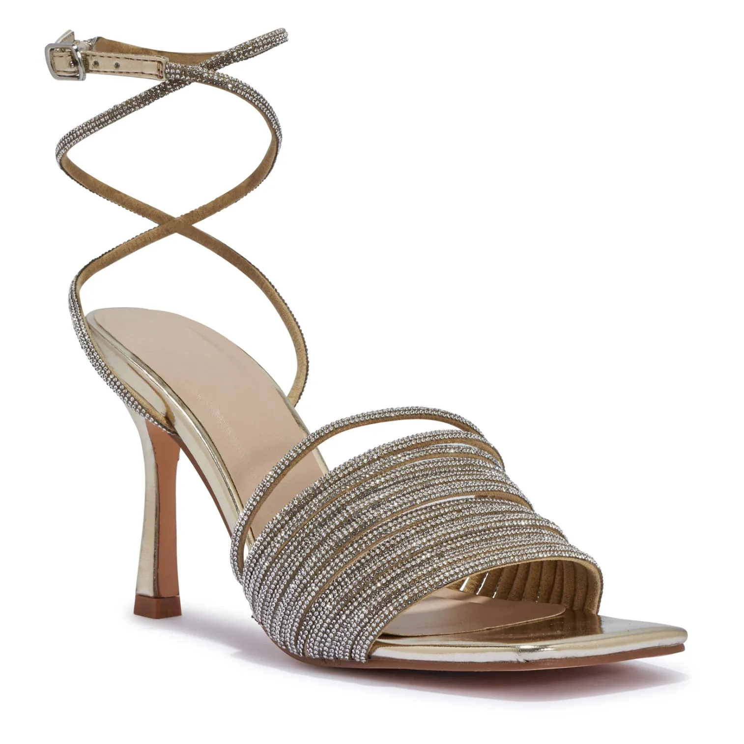 ZAYNAH5 STILETTO HEEL THICK DIAMANTE  STRAP SANDAL