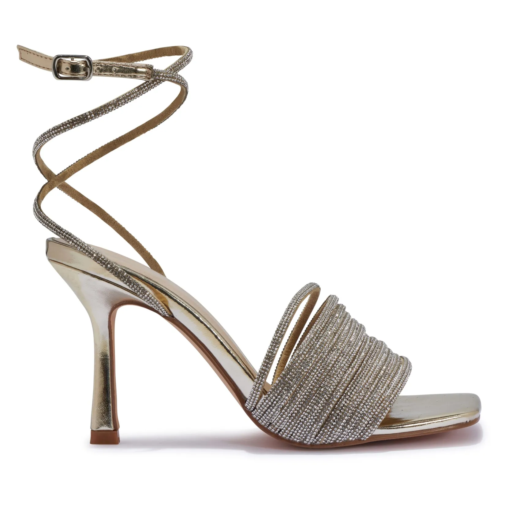 ZAYNAH5 STILETTO HEEL THICK DIAMANTE  STRAP SANDAL