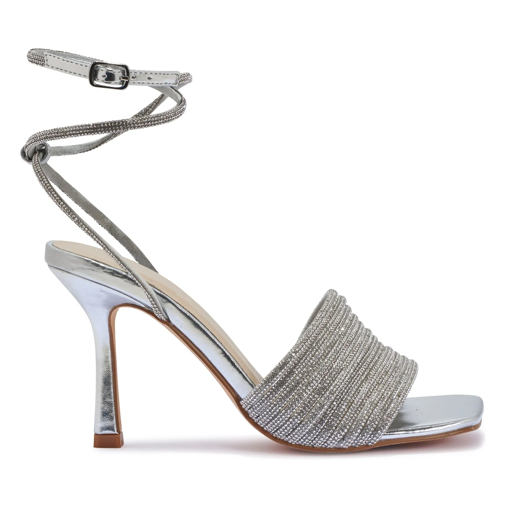 ZAYNAH5 STILETTO HEEL THICK DIAMANTE  STRAP SANDAL